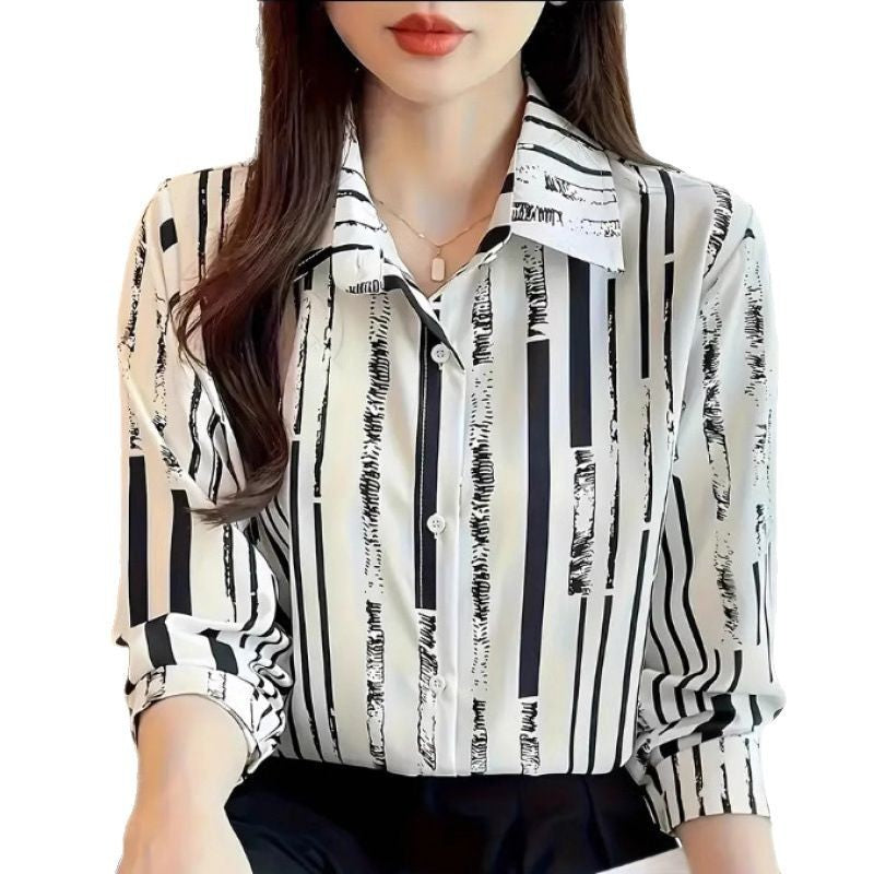Fashion Casual Shirt Digital Printing Lapel Long Sleeve Shirt