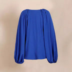 V-neck Lantern Sleeve Loose Long Sleeve Shirt