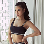 Asymmetric strap bra letters
