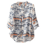 Chiffon Shirt Retro Art Floral Print Lapel Shirt