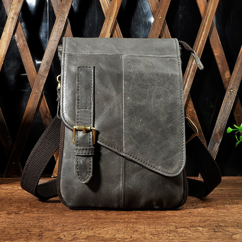 First Layer Oil Wax Leather Cowhide 8 One Shoulder Oblique Cross Chest Bag