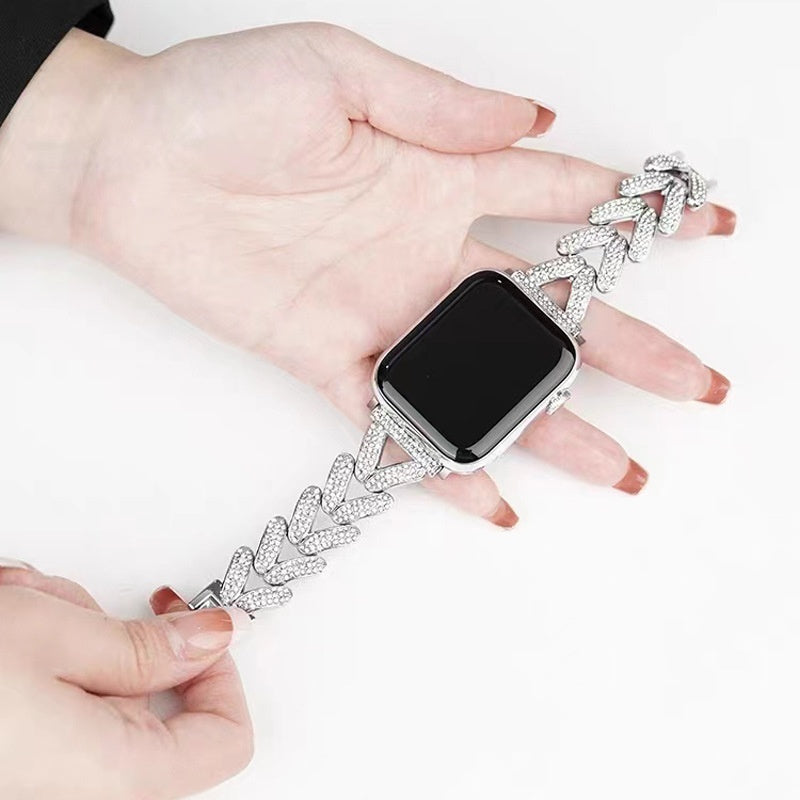 V-shaped Metal Diamond-embedded Exquisite Strap