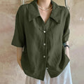 New Retro Loose Solid Color Short Sleeve Shirt
