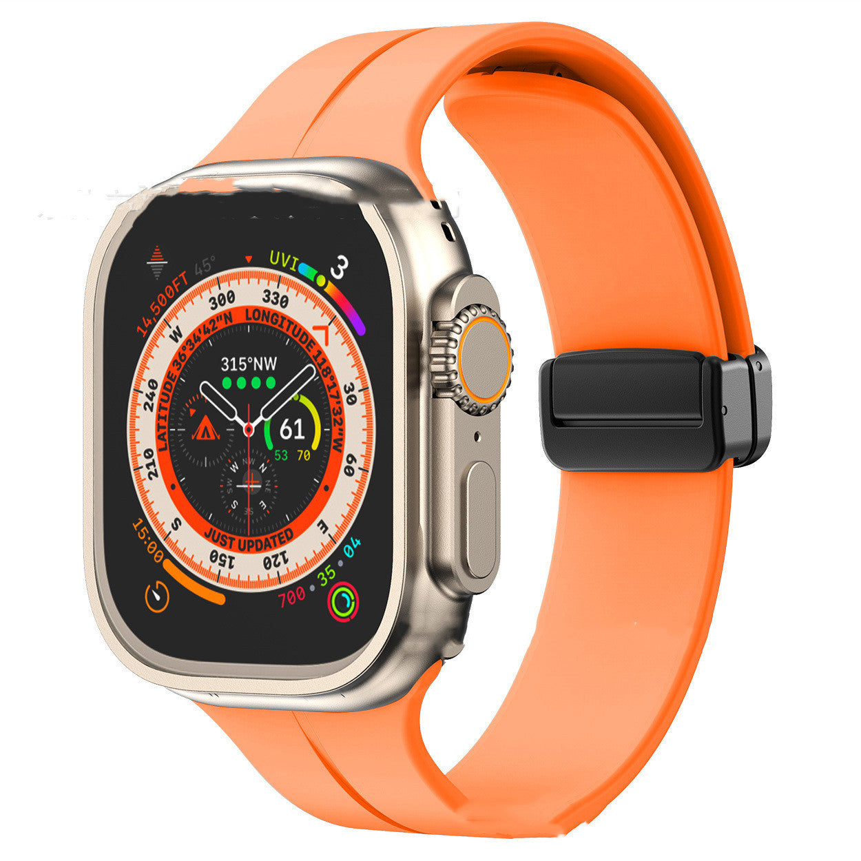 Magnetic Suction Folding Buckle Metal Strap Silicone