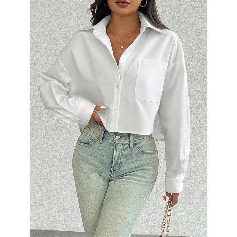 Fashion Solid Color Loose-fitting Women's Shirt Top